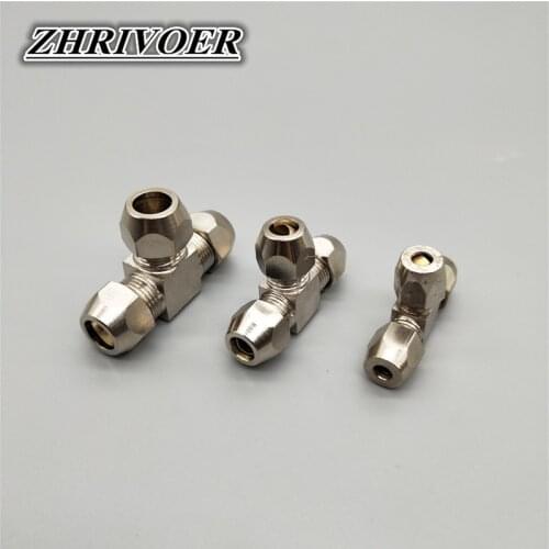 1Pcs Pneumatic Fittings Brass T Type 4 6 8 10 12 14 16mm OD Tube Compression Ferrule Tube Compression Fitting Connector