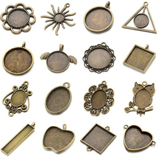 JUYA 10pcs/lot Zinc Alloy Charms Pendant Blank Cameo Cabochon Base Setting for DIY Necklace Pendant Jewelry Making Supplies