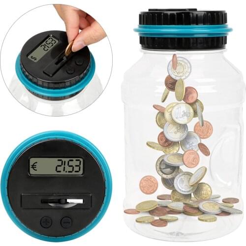 Large Capacity Piggy Bank Money Saving Box Digital LCD Screen with Automatic Counter Coins Storage Jar ABS 1.8L For USD EURO