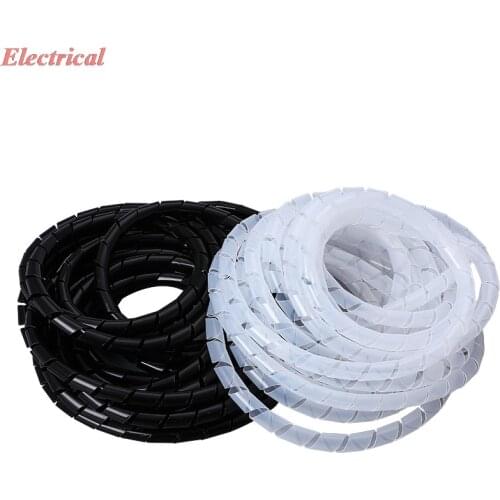Black Clear White Wire Cable Ties Organizer Spiral Wrapping Band Cable Manager Cover Protector 4 6 8 10 12 14 16 18 20 25 30mm