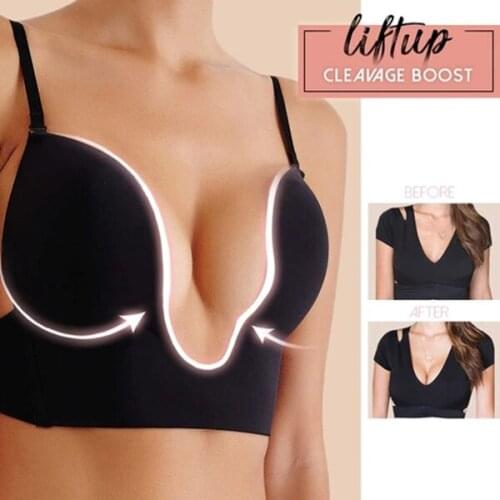 Liftup Low Back Plunge Bra Cleavage-Boosting Light Padding Bra Underwear TT