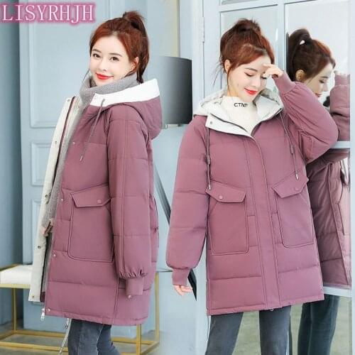 LISYRHJH Wadded Clothing Female 2020 New Womens Winter Jacket Cotton Jacket Slim Parkas Ladies Coats Plus Size M-3XL