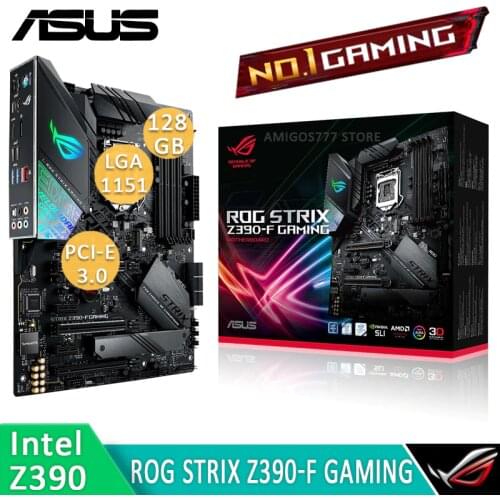 LGA 1151 Asus ROG STRIX Z390-F GAMING Motherboard Support i9 i7 i5 i3 Cpu DDR4 128GB PCI-E 3.0 M.2 Z390 Gaming Placa-Mãe 1151