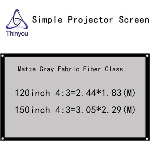 Thinyou Matte Gray Fabric Fiber Glass 150 inch 4:3 Portable Projector Screen White material for LED Projector Home theater