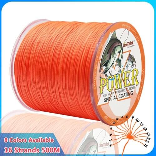 Power 16 Strands Braided Pe Fishing Line 500m Multi Color Super Strong Japan Multifilament PE Braid Line 60LB-310LB