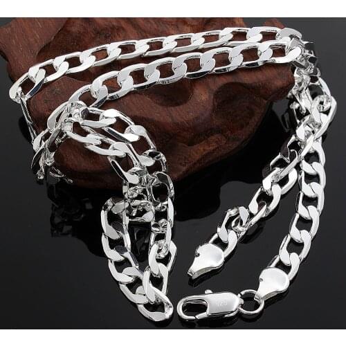 925 Sterling Silver Classic brands mens 8mm chain Necklace for woman high quality fashion wedding party Jewelry Christmas gifts
