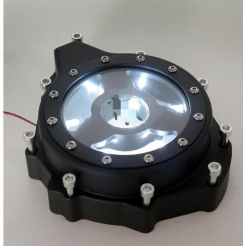 Aftermarket free shipping motorcycle accessories white LED see through Engine Stator Cover fit for Suzuki GSX1300R Hayabusa