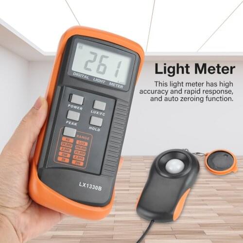 Professional Digital Lux Meter 0.1~200,000Lux LCD Lux/FC Light Intensity Tester Data Hold Peak Reading Hold Accuracy 0.1Lux