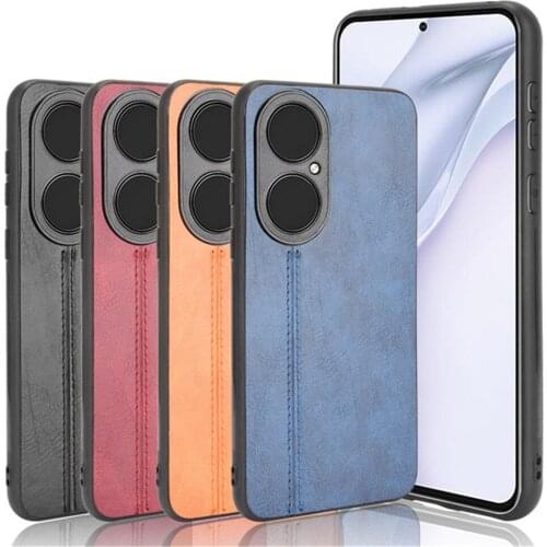 For Huawei P50 Case Luxury Calfskin PU Leather lines Hard Back Cover Case For Huawei P50 P 50 HuaweiP50 Phone Case