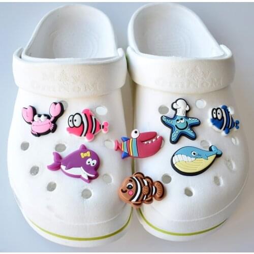 Hole Slippers Shoe Buckle Chars Designer Accesoire Decoration Crab Starfish Whale Garden Shoe Decoration Fit Kids Gift