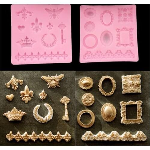 Crown Sunflower Bee Rose flower Peacock lace Silicone cake mould fondant mold for polymer clay molds making tools
