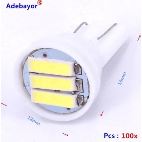 100pcs Xcar styling width led lamp 194 W5W 3smd T10 wedge 3 led SMD 7014 7020 white 3led instrument light white
