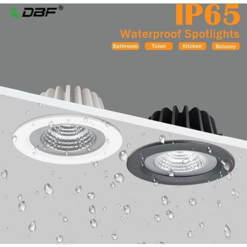 [DBF]IP65 Waterproof LED Ceiling Spot Light 5W 7W 12W 15W Black/White Round Recessed Light Bathroom Spot Light 3000K/4000K/6000K