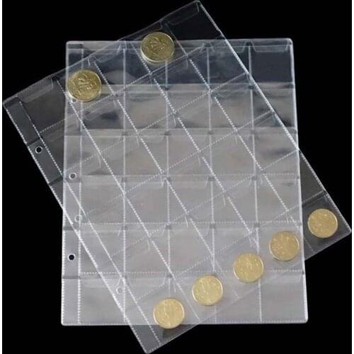 High Quality 30 Pockets Coin Album Page Folder Clear Pockets Coin Storage Album Pages 252x200mm