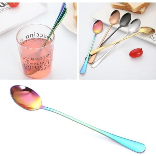 1pc Stainless steel dinnerware long handle spoon tea spoon Dessert coffee ice cream spoons Kitchen accessories Bar tools