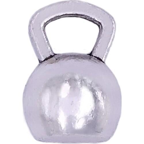 100 pcs/lot Alloy Antique Silver Plated Crossfit Fitness Kettlebells Jewelry Pendants