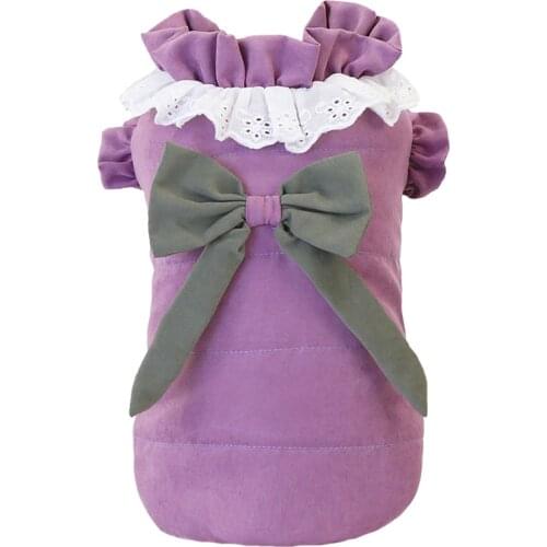 2021 Cute Pet Clothing for Dog Garment Outfit Winter Puppy Small Dog Clothes Coat Vest Bowknot Pet Costume Apparel Dog Products