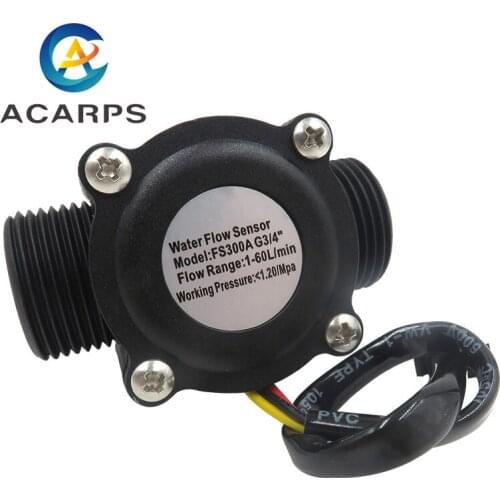 3/4" Water Flow Sensor Hall Flow Sensor Flow Meter 2.0MPa Water Flow Sensor Switch DC 5-18V