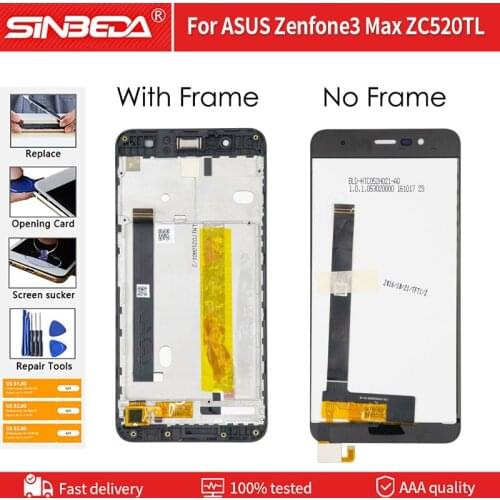 5.2" LCD For ASUS Zenfone3 Max ZC520TL LCD Display Touch Screen withFrame Digitizer Assembly For ASUS Zenfone3 MAX X008D