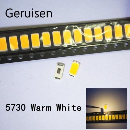 500PCS 5630 SMD LED 5730 Warm White Low-Mid Power diodes 0.5W 45-60LM CCT:4000-4500K I(Ma):150MA CHIP Free shipping warm hite