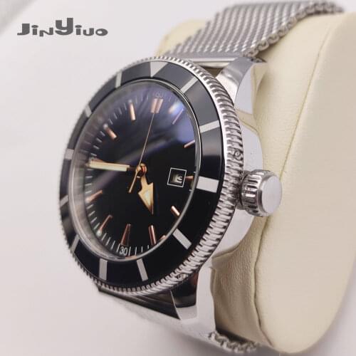 46mm Black Sterile dial Luminous Rotating bezel Top Brand Men Watch Luxury Sports automatic mechanical mens Watch