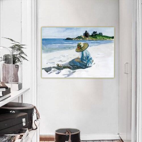 Jo Sketching at Good Harbour Beach , by Edward Hopper Canvas Oil Painting Aesthetic Picture Wall Backdrop Decor Home Decoration