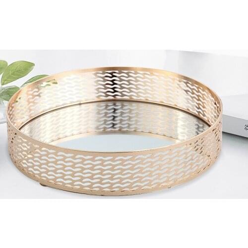 European Mirror Storage Tray Metal Frame Decor Cosmetic Container Breakfast Bread Organizer Creativity Home Decoration Modern