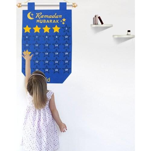 Eid Mubarak Decor 30days Advent Calendar Hanging Felt Countdown Calendar For Kids Gifts Ramadan Party Supplies Fabric