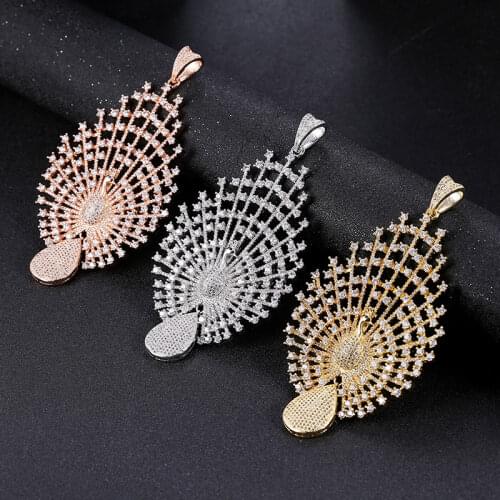 New Arrival Indian Jewelry Zircon Peacock Charms For Jewelry Making Animal Micro Pave Pendants For Women Wedding Necklace Gift