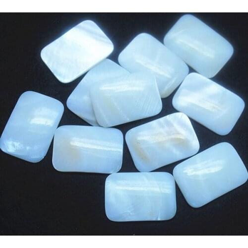 10pcs nature white shell cabochons rectangle shape size 20x30mm NO hole for wall decorations mother of pearl beads jewelry acces