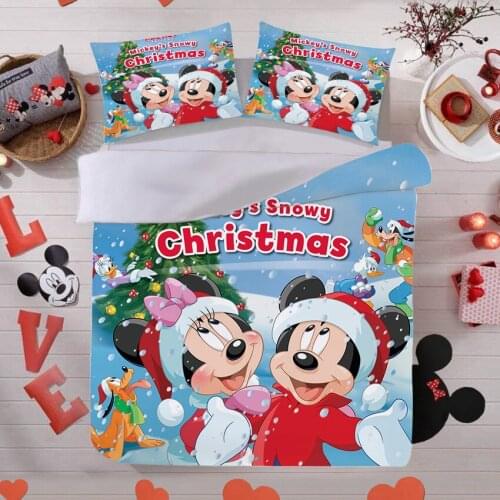 Disney Mickey Minnie Bedding Set Duvet Cover Pillowcase Home Textile Adult Children Gift Queen King Size Bed Set Christmas Gift