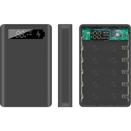 5*18650 Battery Charger Box 15000mAh Power Bank Shell Digital Display Powerbank Shell Micro Type-c Input Dual USB Port
