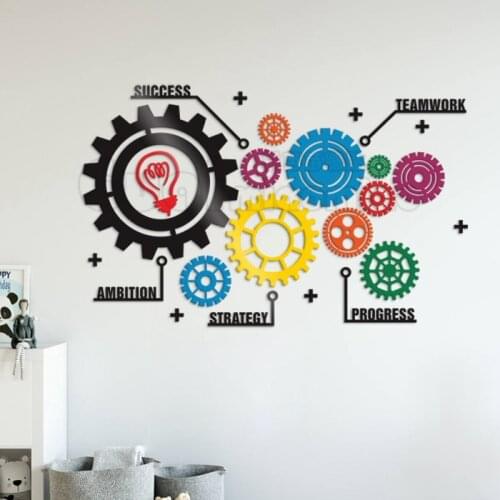 Creative gear office background wall decoration 3d acrylic self-adhesive wall sticker Company corporate culture wall