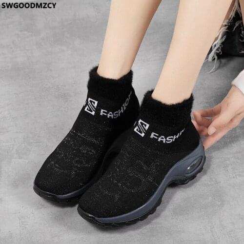 Platform Sneakers Woman Vulcanize Shoes Non-leather Casual Shoes Women Black Slip on Shoes for Women 2021 Zapatillas De Mujer
