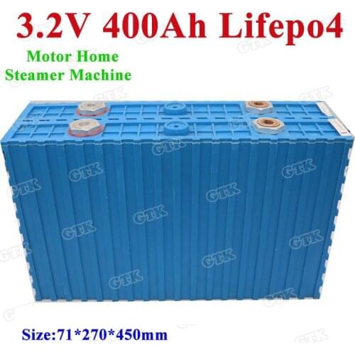 GTK 3.2V 400Ah Lifepo4 lithium battery 2C discharge 90A for 12v 24v motor home/steamer machine/stored energy battery pack