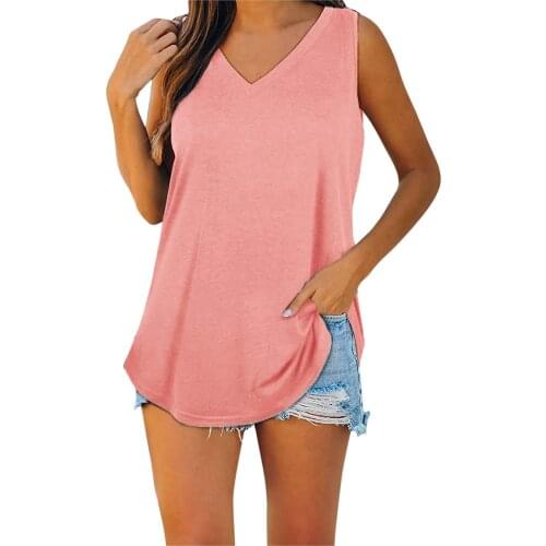 Womens Basic Vest Tops For Female Clasual Summer V Neck Sleeveless Tank Tops Solid Color Tops Blouse Female 2021 Summer clothes