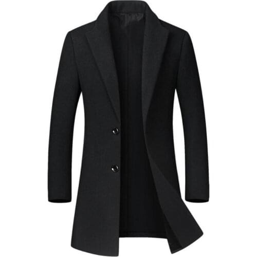 Autumn winter mens wool coat Solid color lapel business casual coat solid color windbreaker Slim windproof jacket