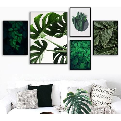 Fresh Plant Mint Palm Leaf Wall Art Canvas Painting Green Plant Nordic Posters And Prints Wall Pictures For Lining Room Decor