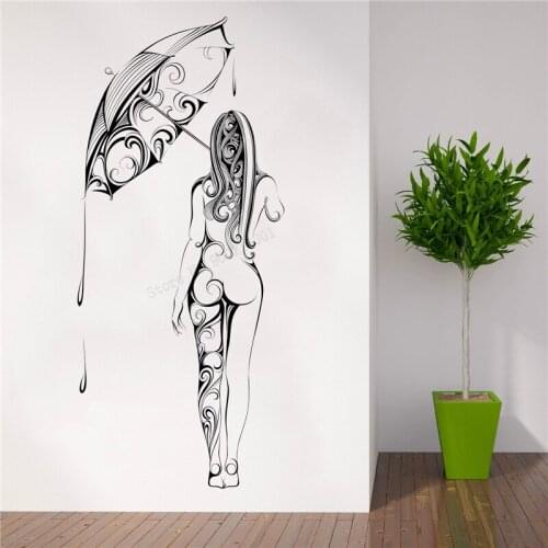 Wall Decoration Women In Rain Room Sticker Vinyl Removeable Mural Magical Mind Mystic collection fantasy floral Art Poster LY314