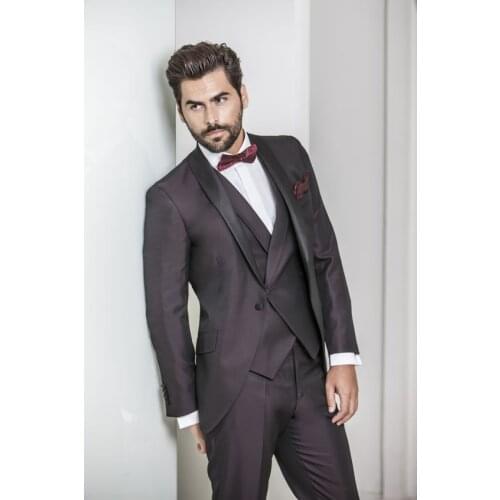 Latest Coat Pant Designs Italian Purple Men Suit Slim Fit 3 Piece Tuxedo Prom Suits Custom Groom Fashion Blazer Terno Masculino