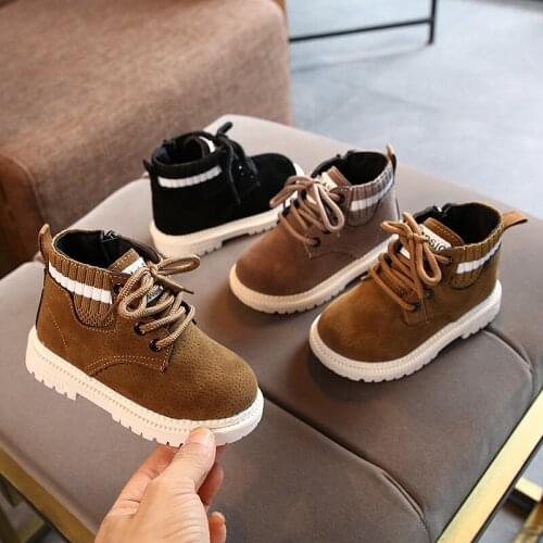 2021 Autumn Winter Childrens Cotton Shoes Boys Cotton-padded Fashion Boots Single Boots Childrens Soft Bottom Snow Boots