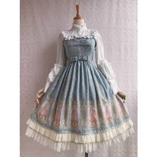 Lolita Dress Sleeveless Ruffled Tale of Constellation Printed Lolita JSK Dresses