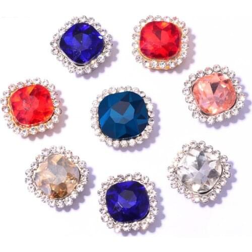 Sew on rhinestones with silver cristal claw strass square sewing Rhinestone bulk buttons applique for needlework clothes shoes