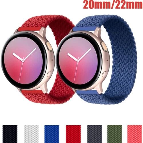 20mm/22mm Band for Samsung Galaxy active 2 watch 3/46mm/42mm/Gear S3 Huawei watch GT/2/2e/Pro amazfit bip Braided nylon strap