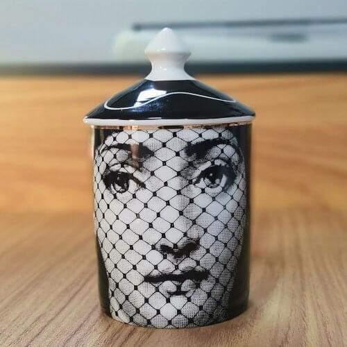 Retro European Candle Holder Ceramic Candle candelabra Lady Face Jewerlly Storage Cans Jars Home Desktop Decoration