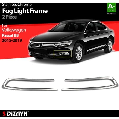 For Volkswagen Passat B8 Chrome Fog Light Frame Stainless Steel 2 Pcs VW Exterior Car Accessories Parts Auto Products
