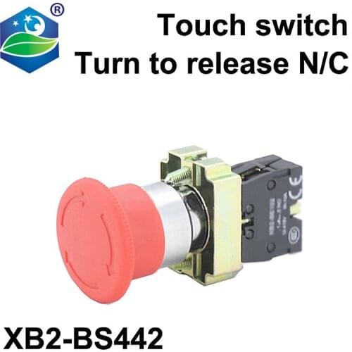 XB2-BS442 touch switch N/C rotary switch Turn to release Mushroom electrical switch emergency stop button