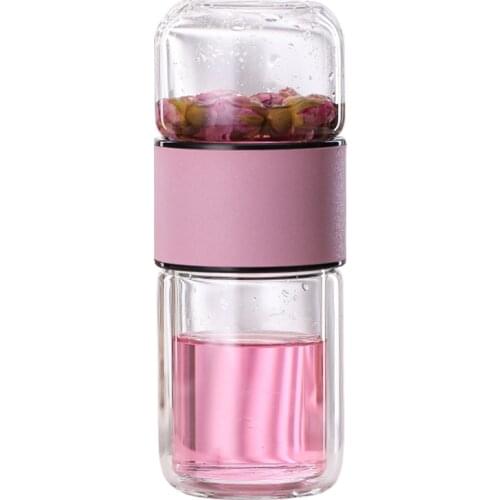 LDFCHENNEL 230ML Double Wall Glass Water Bottles Tea Infuser Filter Tea Separation Tumbler Tea Cup Travel Drinkware Glass Bottle