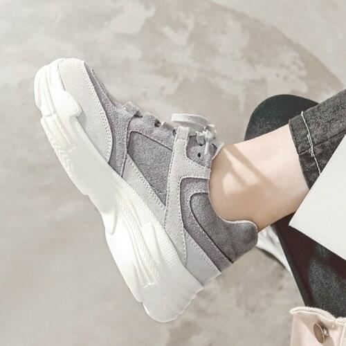 Spring Women Sneakers Casual Shoes Suede Leather Platform Shoes Women Sneakers Ladies White Trainers Chaussure Femme U13-61