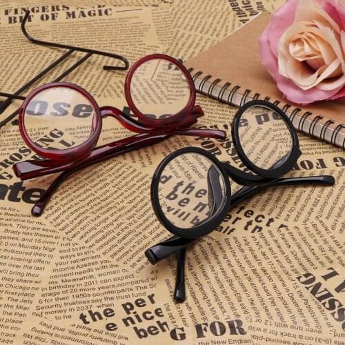 Rotating Magnifying Makeup Reading Glasses For Women Foldable Clamshell Cosmetic Presbyopia For Elder Unisex